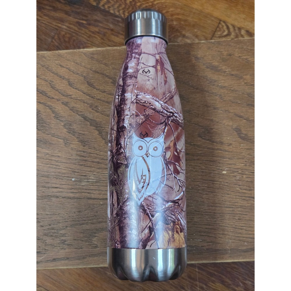 Realtree Camo Stainless Steel Water Bottle 16oz Owl Graphic Insulated Flask